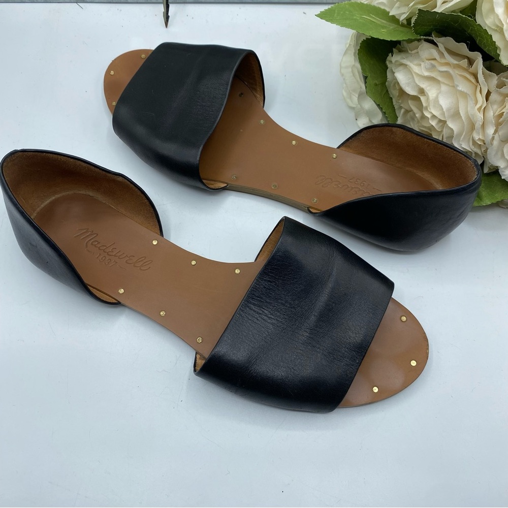 Madewell Sz 6 Thea Black Leather Sandals